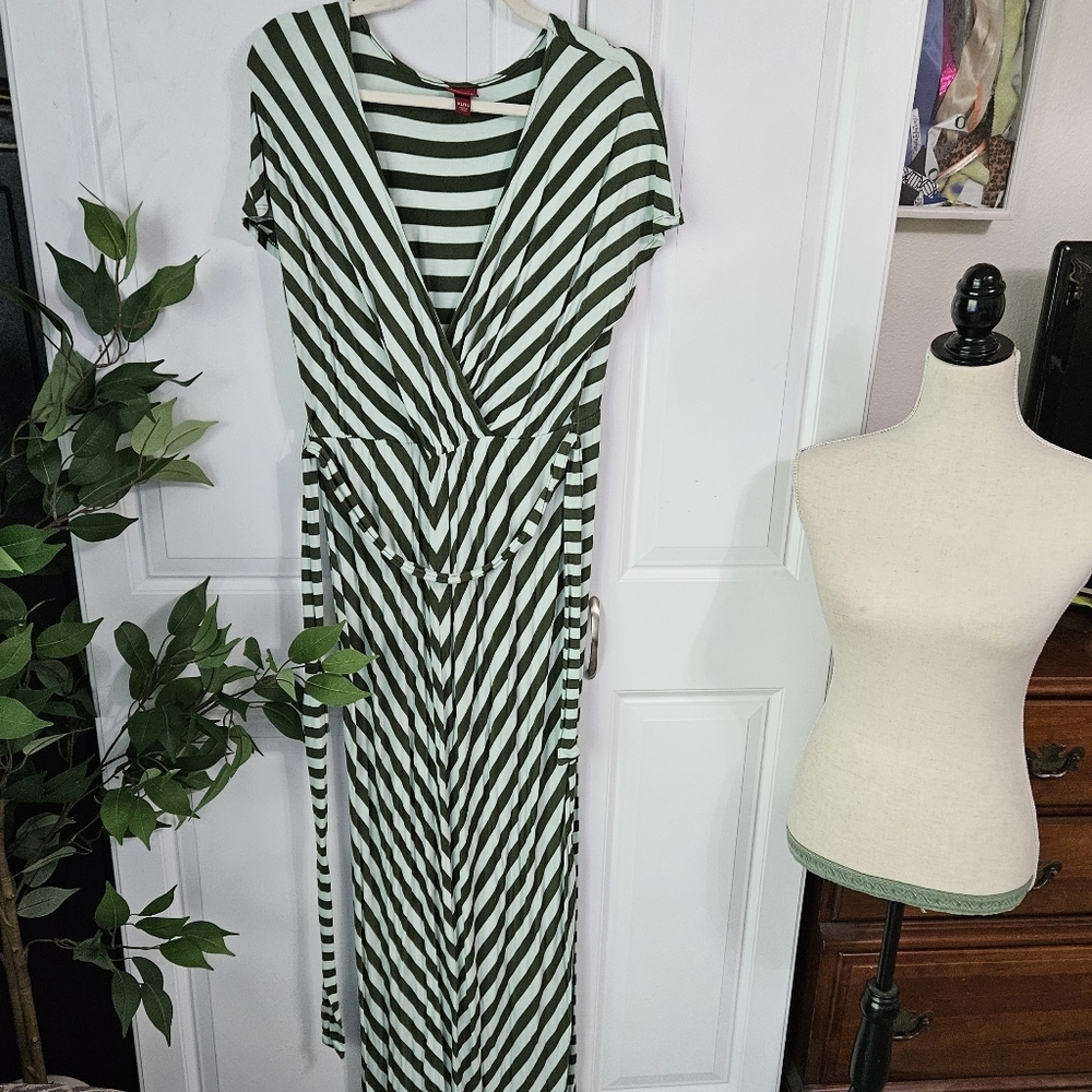 Breastfeeding Dress, Striped Maxi Dress in Green and Teal